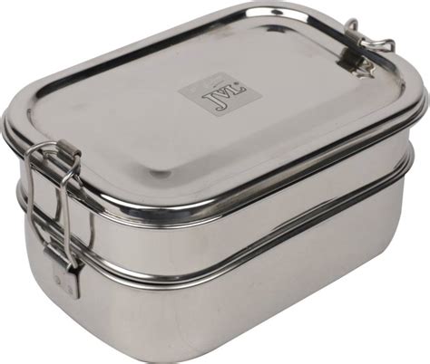 jvl stainless steel rectangular lunch box|JVL Stainless Steel Square Leak Proof Lunchbox Double Layer.